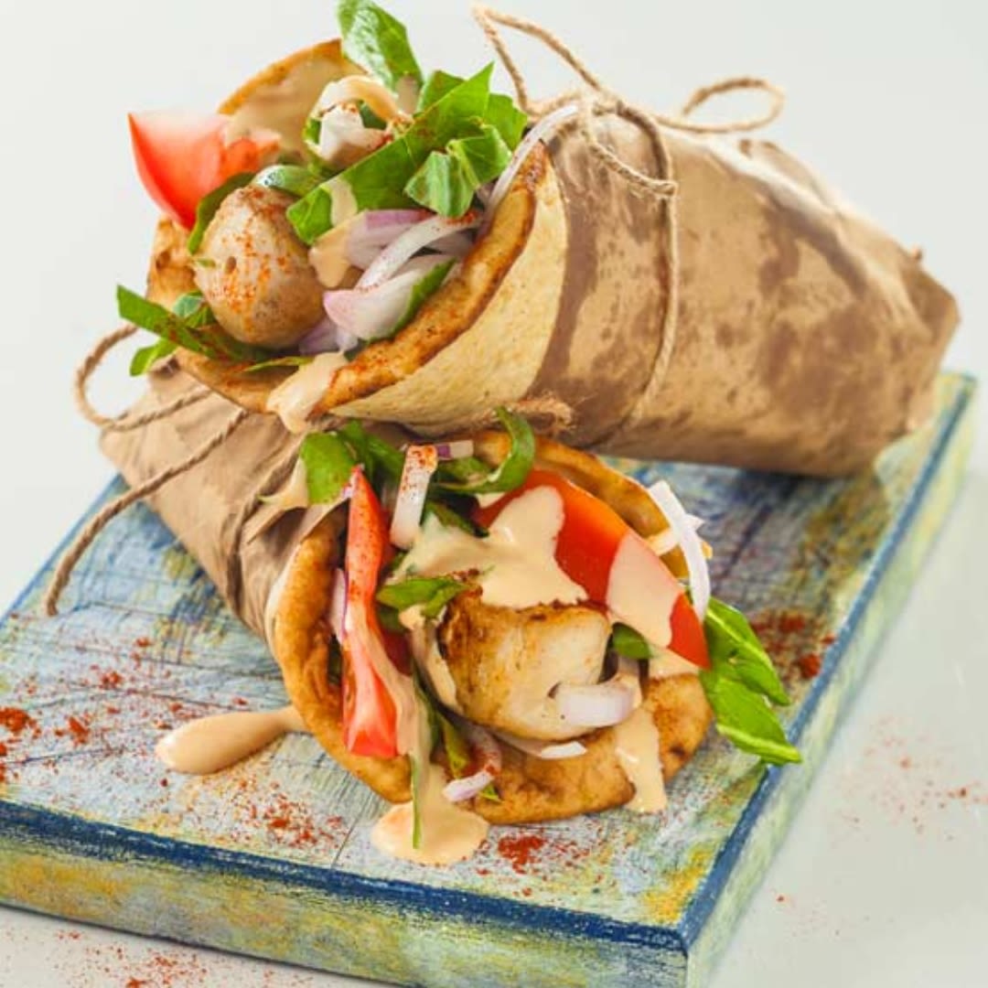 Pan Pita Premiun Elviart con souvlaki de pollo