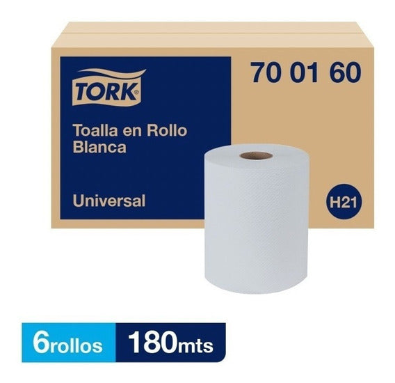 PAPEL TOALLA UNIV. BCO. 700160 H21 TORK 1 PLY 6/180 M.