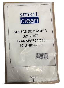 BOLSA PLAST. 32X40 TRANSP. A/DENSIDAD 22 MIC. SMART CLEAN 25/10 UNIDS.