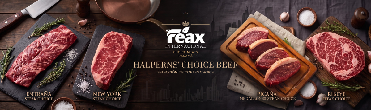 Selección de cortes Halperns Choice Beef