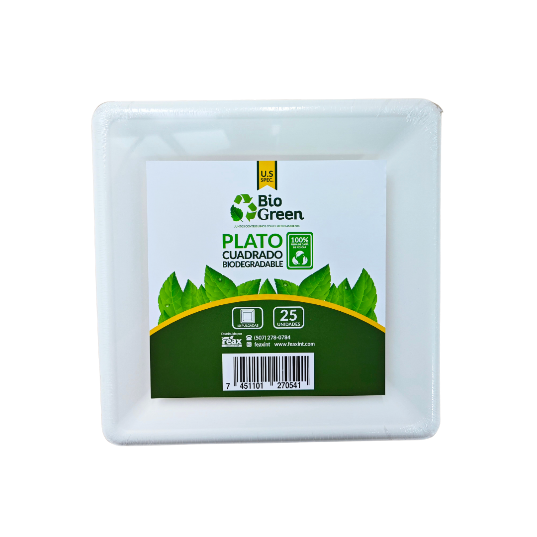 PLATO BIO BAGASO CUADRADO #10 P031 BIO GREEN 20/25