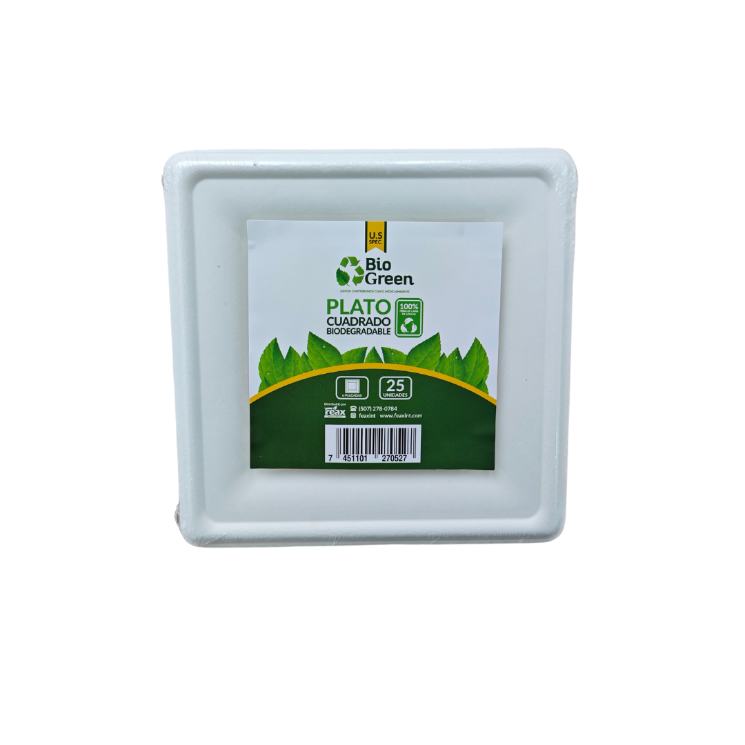 PLATO BIO BAGASO CUADRADO #6 P036 BIO GREEN 40/25